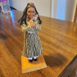 American Girl Holiday Ornament with Black and White Stripes